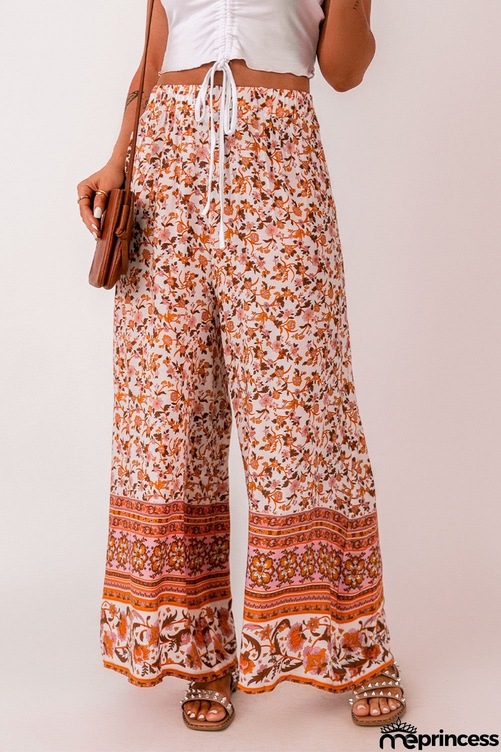Boho Floral Wide Leg Palazzo Pants