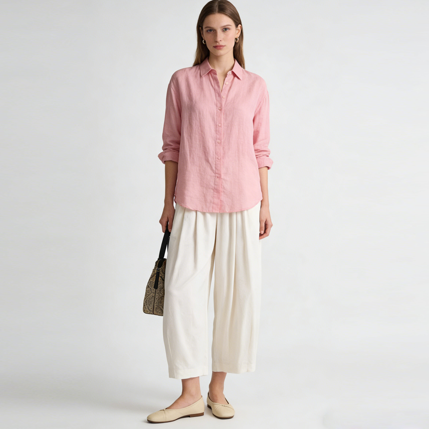 Women's Spun Silk Wide-Leg Pants Elastic Waist REAL SILK LIFE