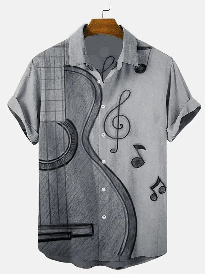 Music Elements Fashion Print Beach Short-sleeved Top