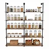 [US Local Warehouse] Industrial Pipe Shelf 5 Tier 72 Inch Industrial Wall Shelves with Solid Wood Plank Pipe Shelving Wall Mounted for Kitchen and Bar Shelving