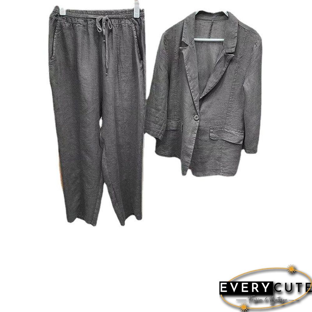 Temperament Women Solid Two Pieces Suit