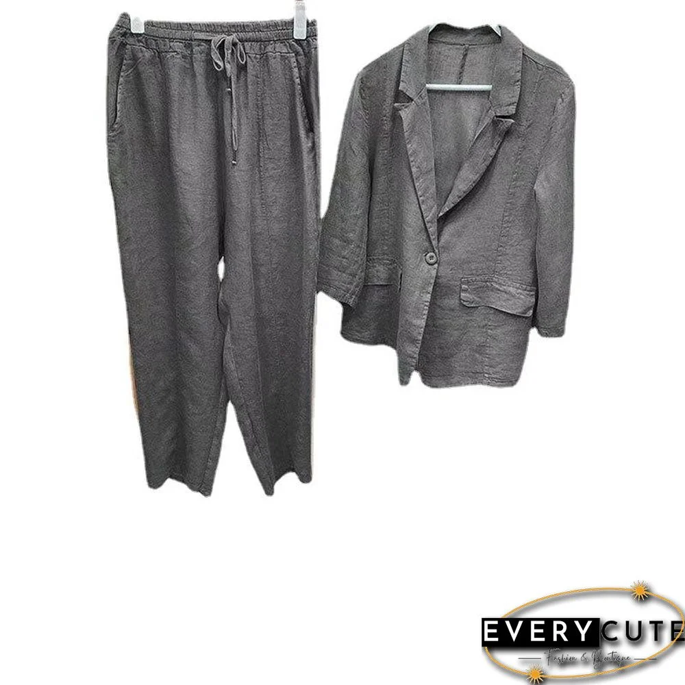 Temperament Women Solid Two Pieces Suit