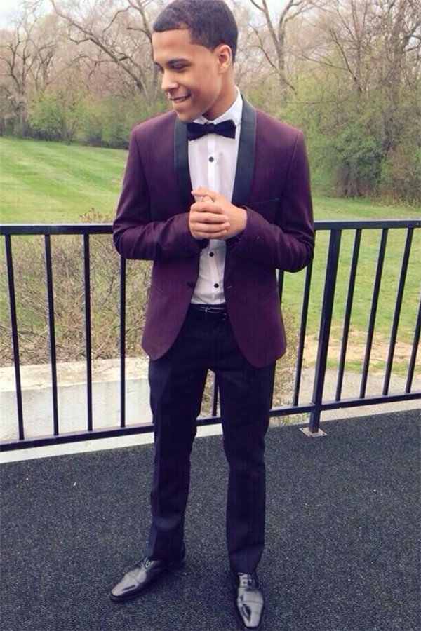 Handsome Black Lapel Purple Designer Wedding Suits For Men | Ballbellas Ballbellas
