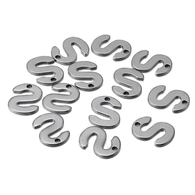 50 Pcs/package Minimalist Letter Stainless Steel Pendant Jewelry Accessories