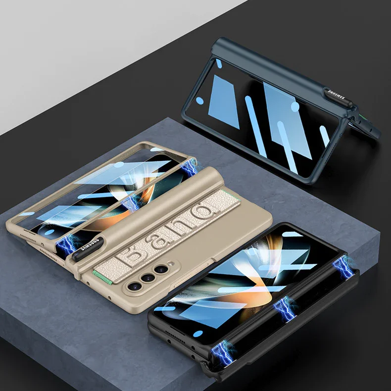 Applicable To Samsung Zfold4 Magnetic Wrist Strap Bracket Folding Mobile Phone Case