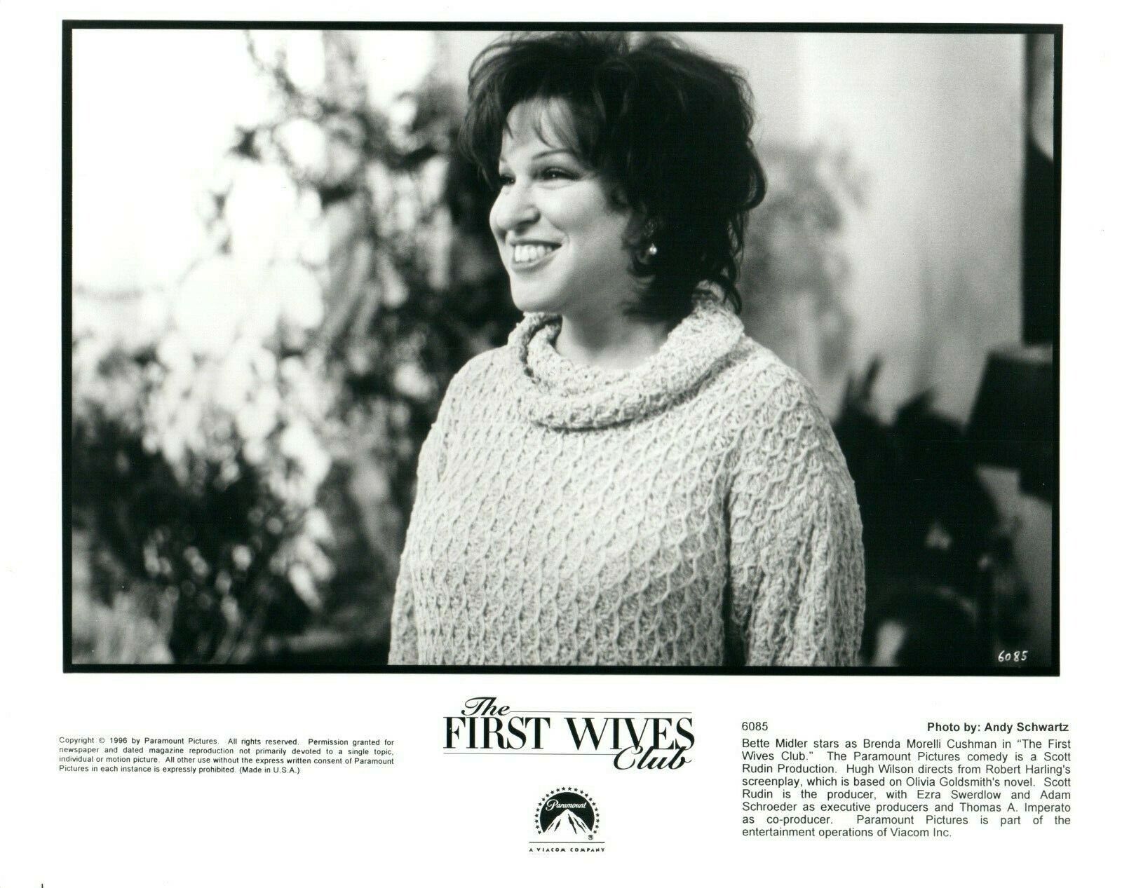 BETTE MIDLER Actress 8x10 Promo Press Photo Poster painting THE FIRST WIVES CLUB Movie 1996