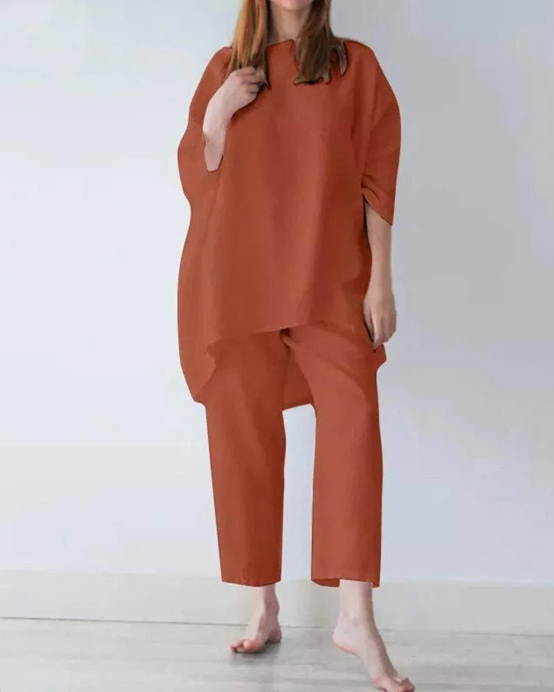 Fashion Leisure Solid Color Cotton Linen Suit