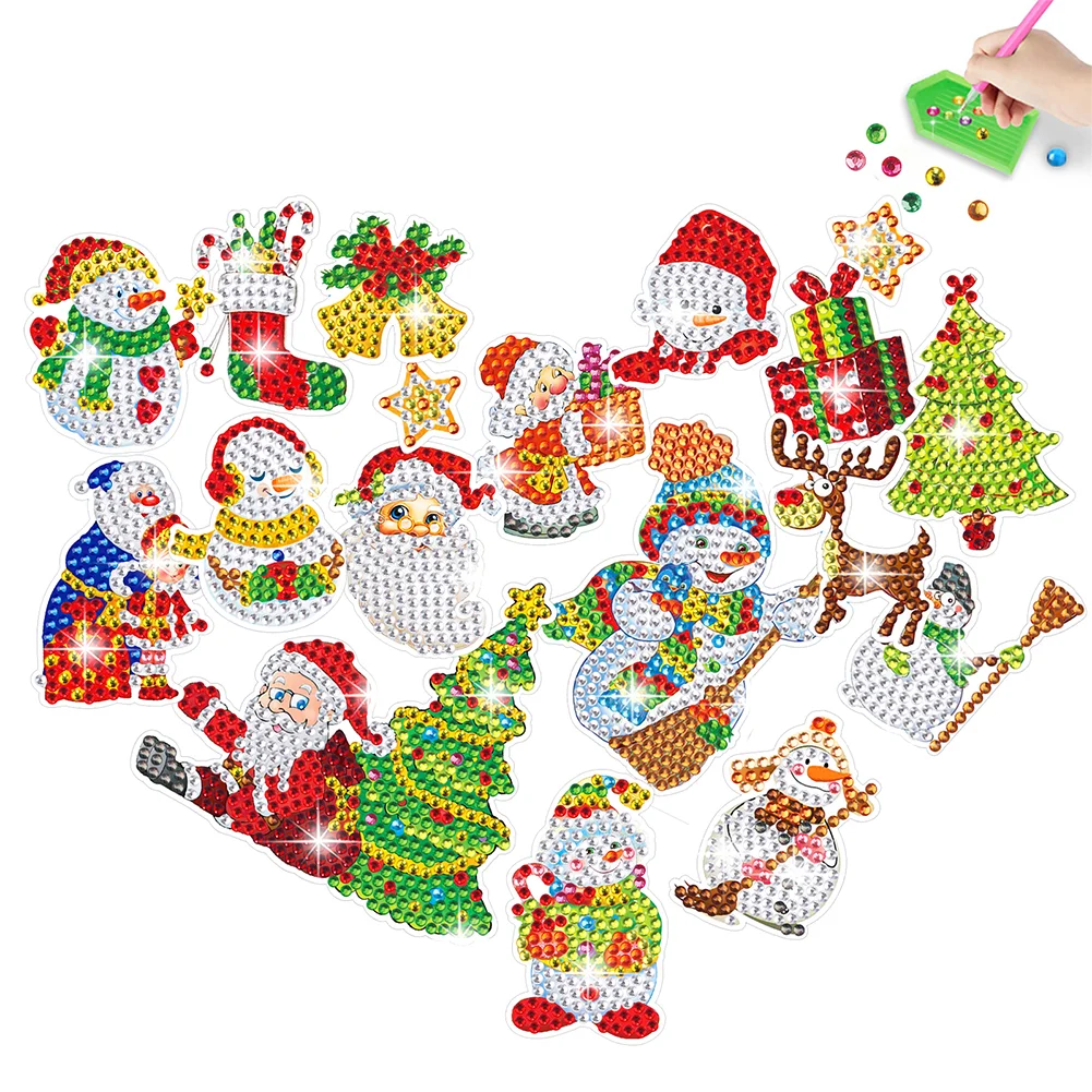 2pcs/a set Christmas Gem Art DIY Craft Kit Diamond Painting Sticker