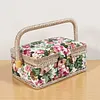 Wooden Sewing Kit Storage Box with Handle Sewing Kit Carrying Organizer with Removable Tray Large Capacity for Sew Mending Beginner Professional Gift