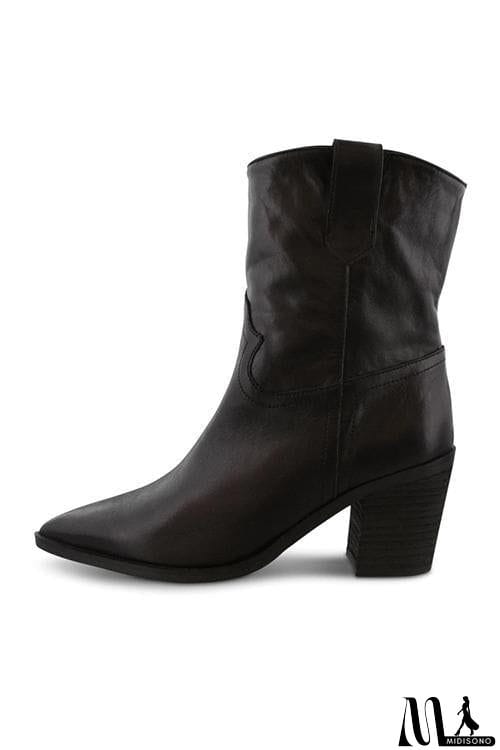 MidiSono - Pointed Toe Mid Heel Ankle Boots