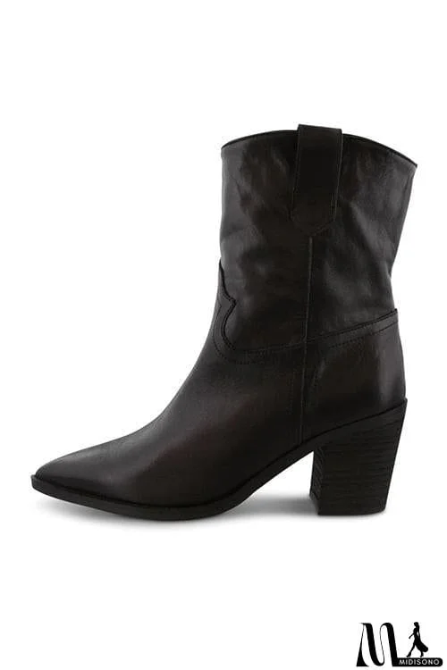 MidiSono - Pointed Toe Mid Heel Ankle Boots