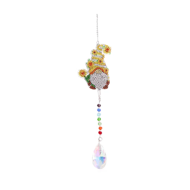 Diamond Drill Rainbow Collection Hang Crystal Prisms Wind Chime (Gnome)