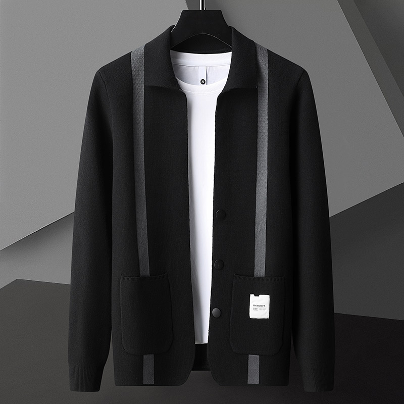 Gameglobeplanet High Quality Spring and Autumn Korean Style Men's Business Casual Fashion Patch Pocket Cardigan Designer Sweater New Top M-4XL