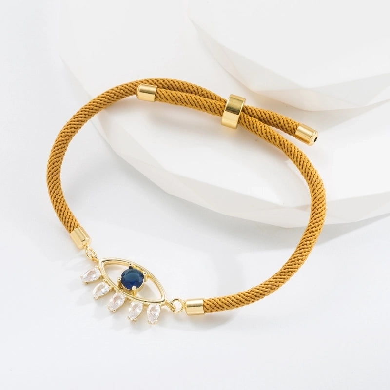 Fashion Devil's Eye Rope Copper Gold Plated Zircon Bracelets 1 Piece