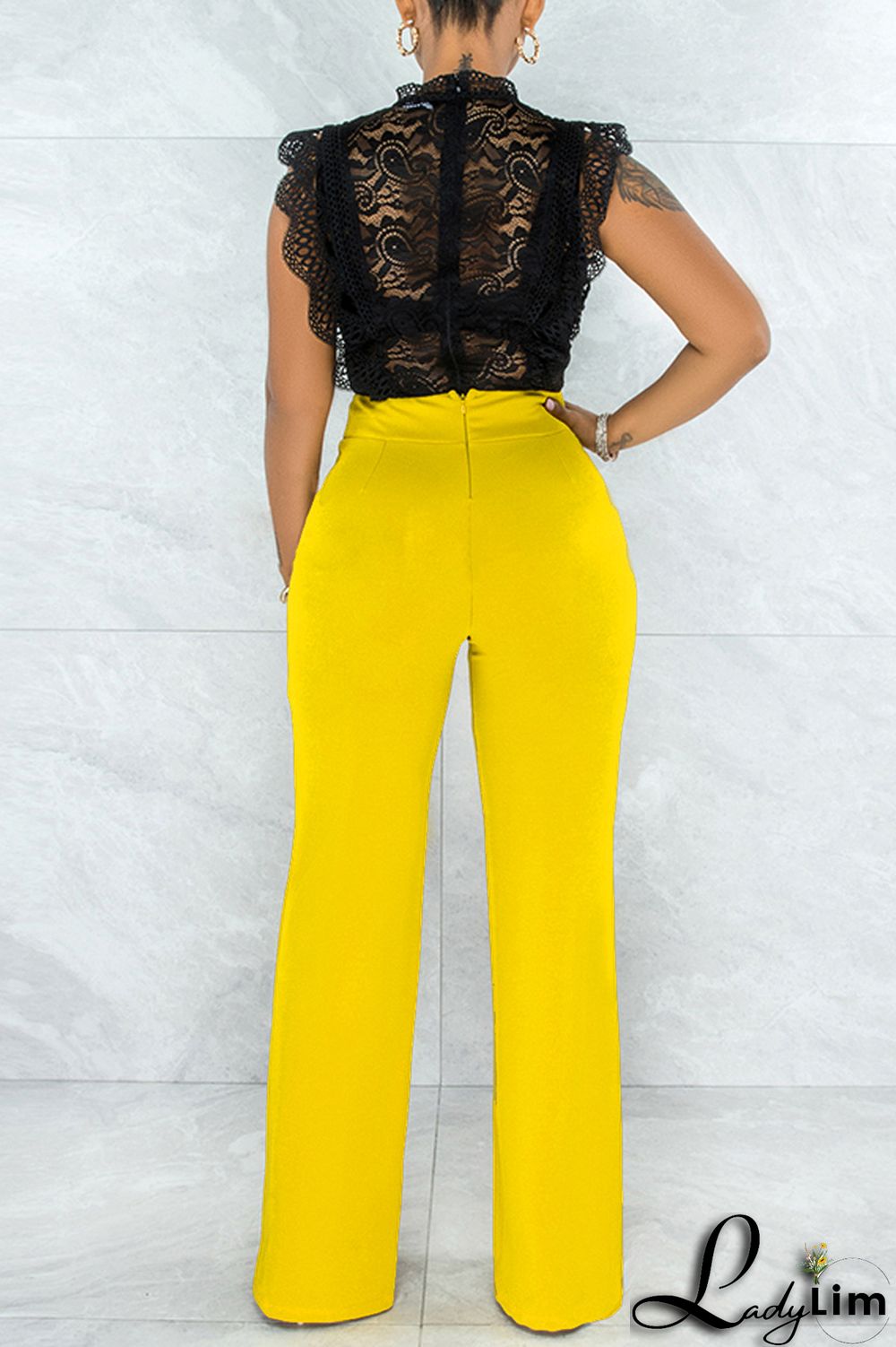 White Fashion Casual Solid Basic Regular High Waist Trousers