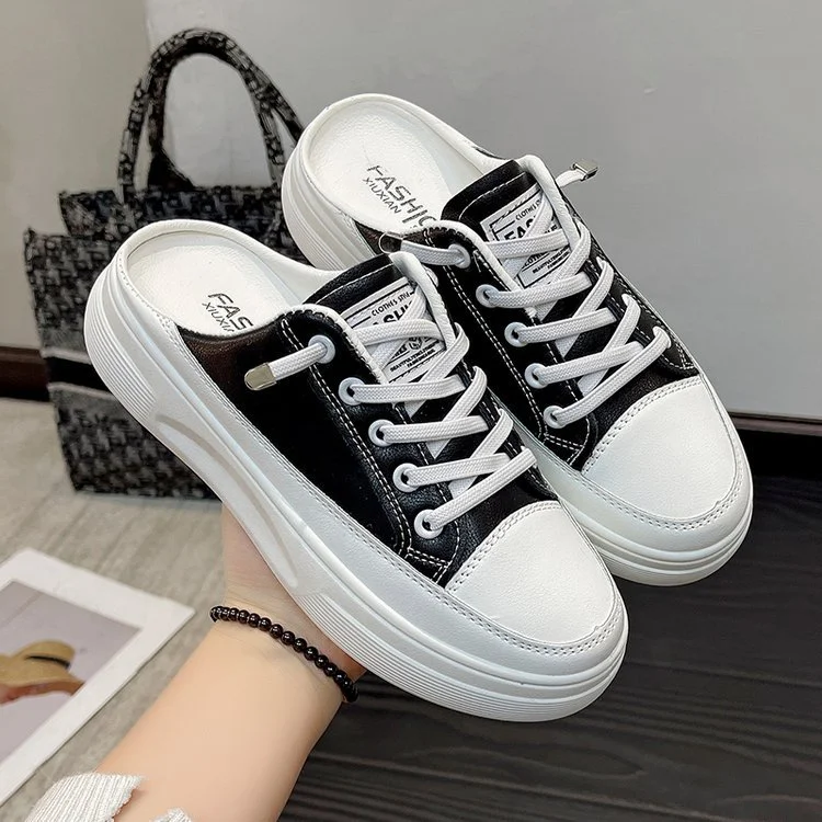 Churchf Churchf Semi-Slippers Women Wear Online Celebrity Ins Students' Korean Version In Spring 2024 With A Pair Of Breathable White Shoes.-Outfit Ideas
