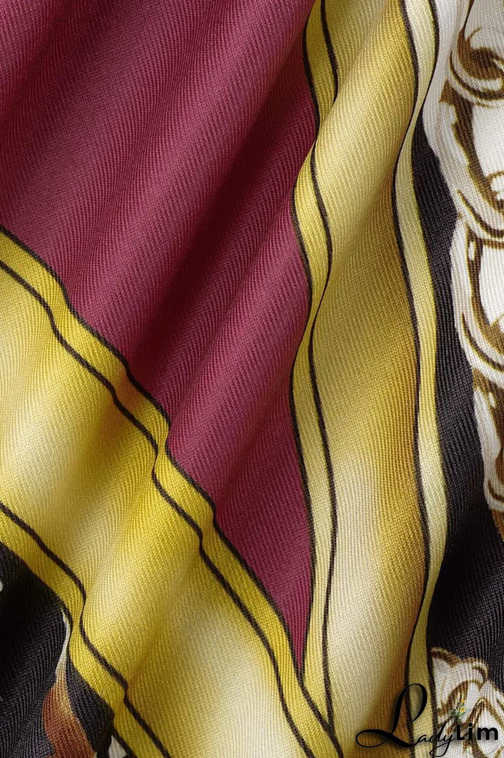 Pink Fashion Casual Print Bandage Patchwork V Neck Long Dress