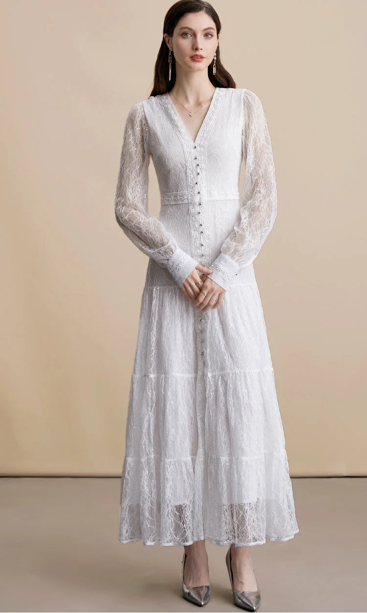 Mabel Luxe Lace Dress- White