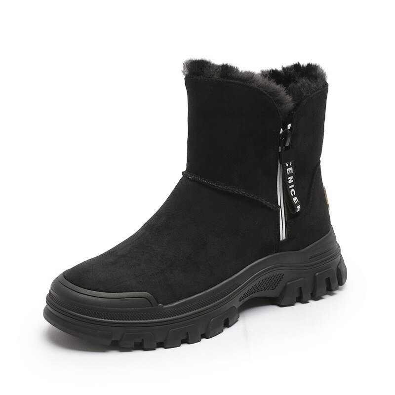 Yyvonne Snow Boots Women 2022 New Fashion Zipper Short Tube Plus Velvet Warm Cotton Shoes Winter Non-Slip Thick Snow Cotton