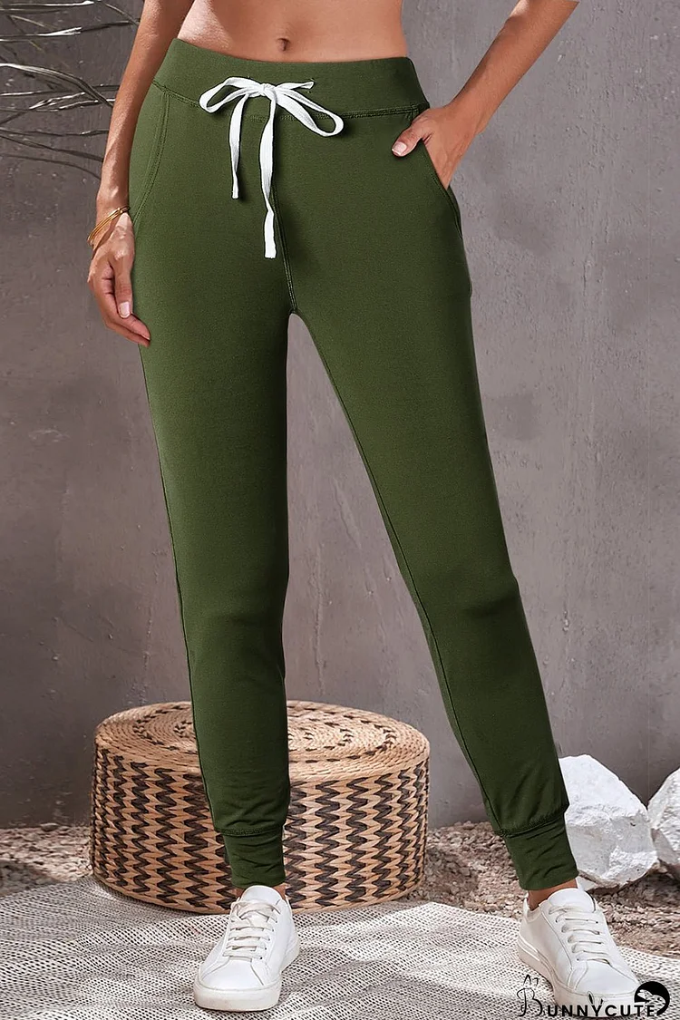 Capri Drawstring Pants with Pockets, Women's Casual Solid Trousers