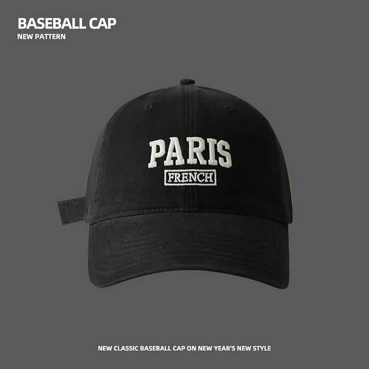 Cotton Letter Paris Baseball Cap for Women and Men Casual Visor Snapback Embroidery Summer Unisex Solid Color Sun Hats