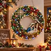 DIY Special Shaped Diamond Painting Wreath, Double-Sided Printing Christmas Wreath Hanging with LED Light Decor Kit 