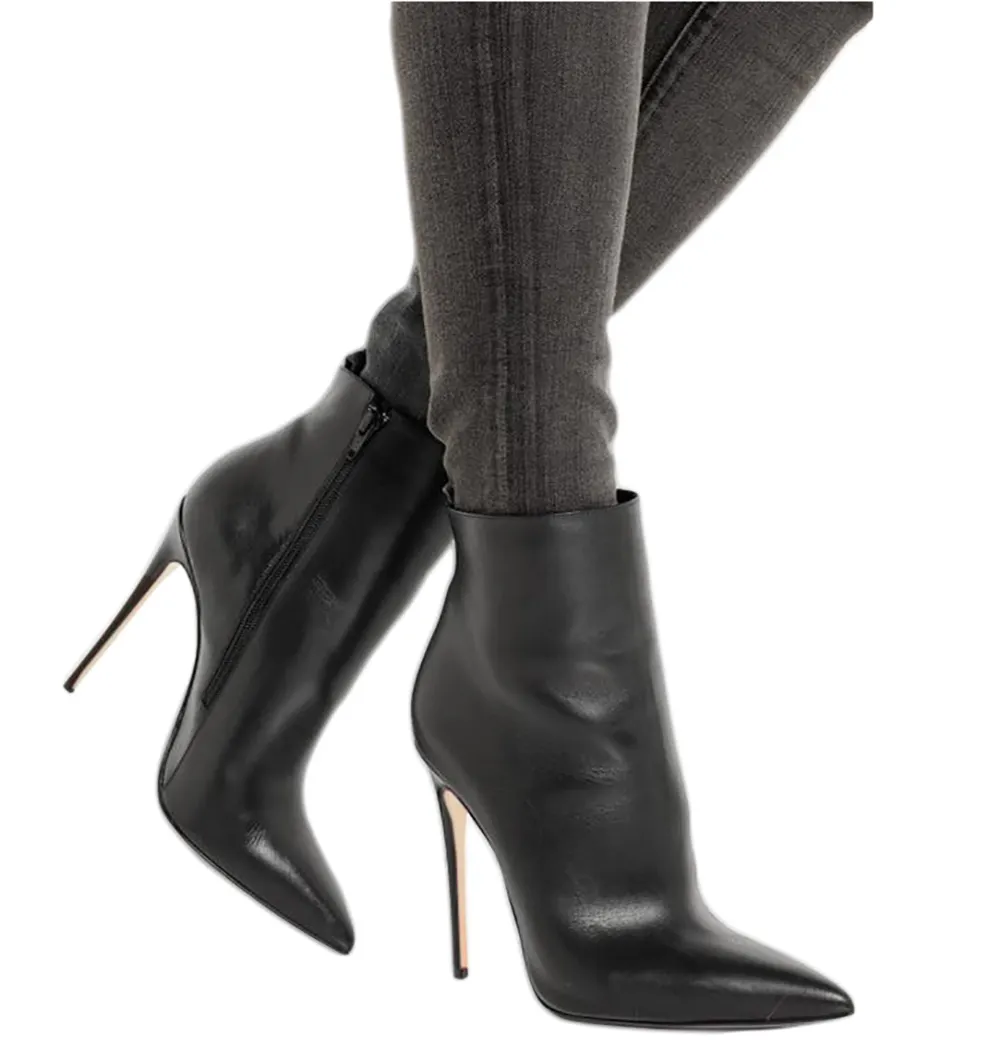 120mm Women's Ankle Boots Closed Pointed Toe Stilettos Matte Booties-vocosishoes