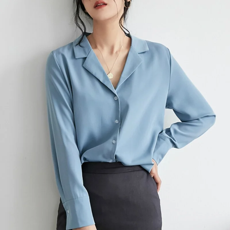 Fashion Blouses Woman 2023 Casual V-neck Office Ladies Tops Chiffon Blouse Long Sleeve Women Shirts Womens Tops And Blouses B855
