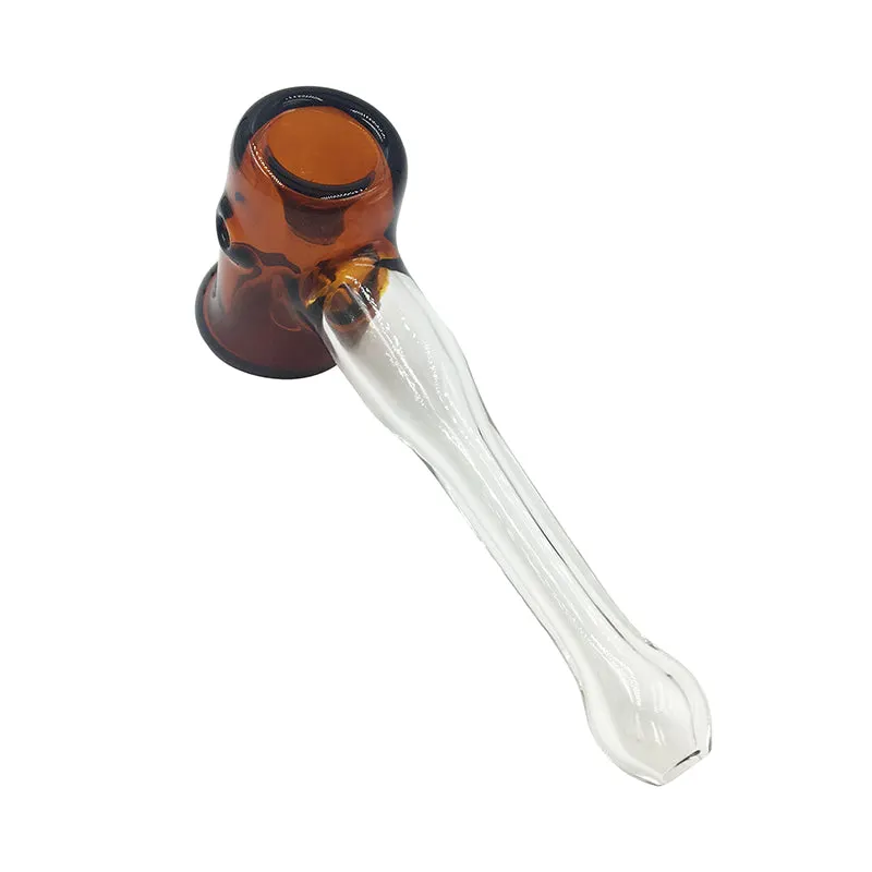 Conventional Glass Hammer Clear Brown Head Bubbler 