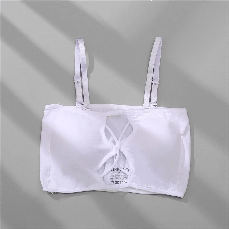 FINETOO Sexy Strapless Women's Underwear Set Seamless Woman Crop Top Suit Front Closure Tank Top + Lace Panty Push Up Lingerie