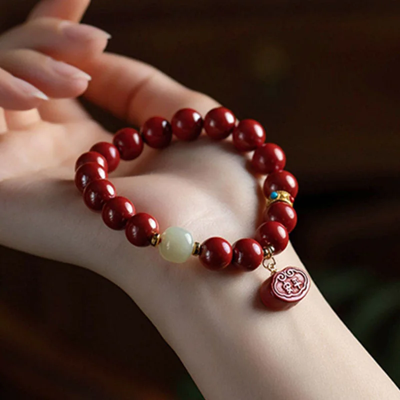 Cinnabar Jade Healing Protection Charm Bracelet