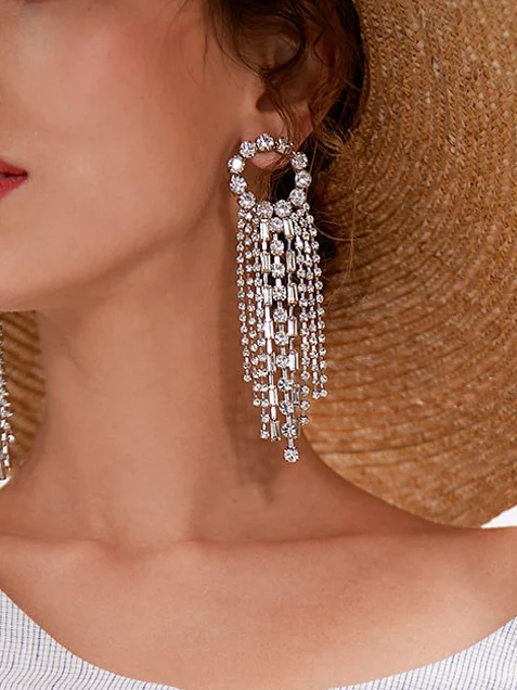 Rhinestone Tassel Earrings