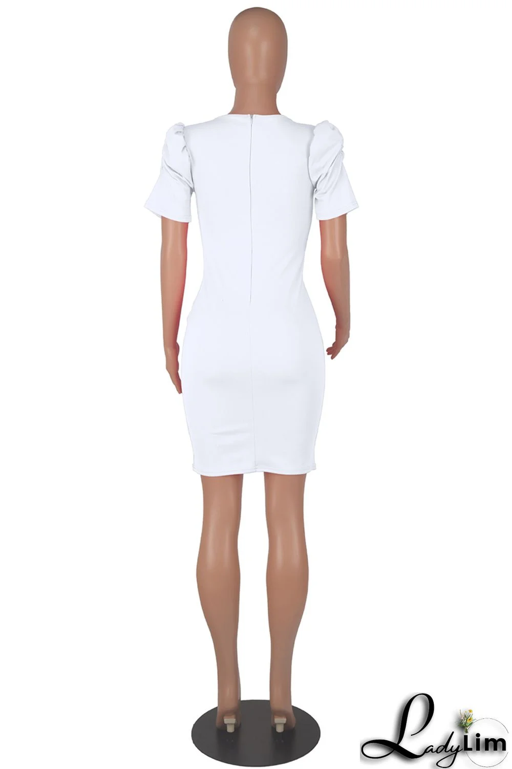 Black Fashion Casual Solid Basic V Neck Short Sleeve Dress Dresses