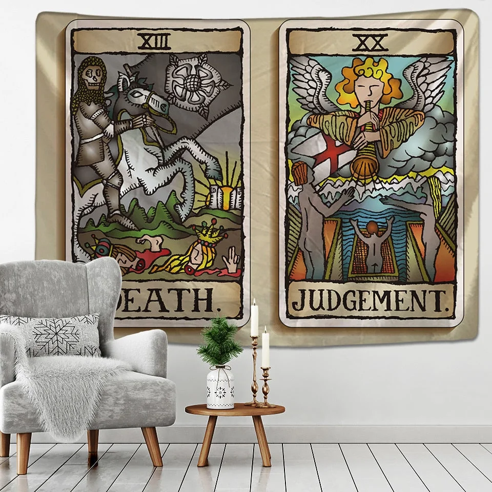 Tarot Tapestry Splicing Medieval Europe Divination Tapestry Wall Hanging Tapestries Mysterious Wall Tapestry for Home Decor