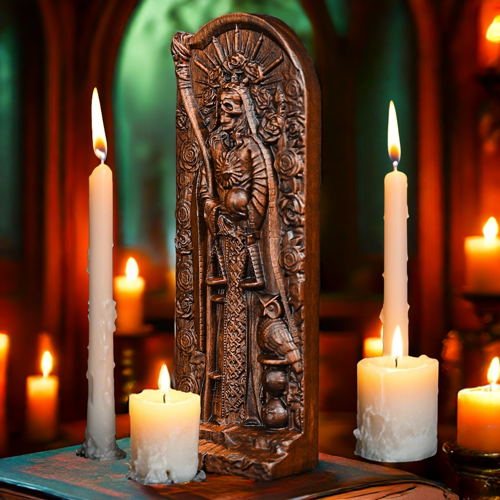 Nordic Grim Reaper Wooden Carving