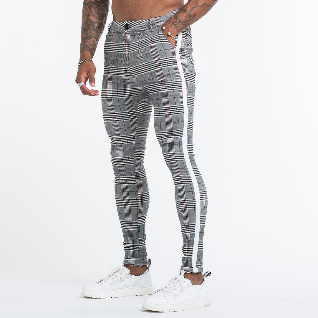 Men's fashion plaid casual trousers