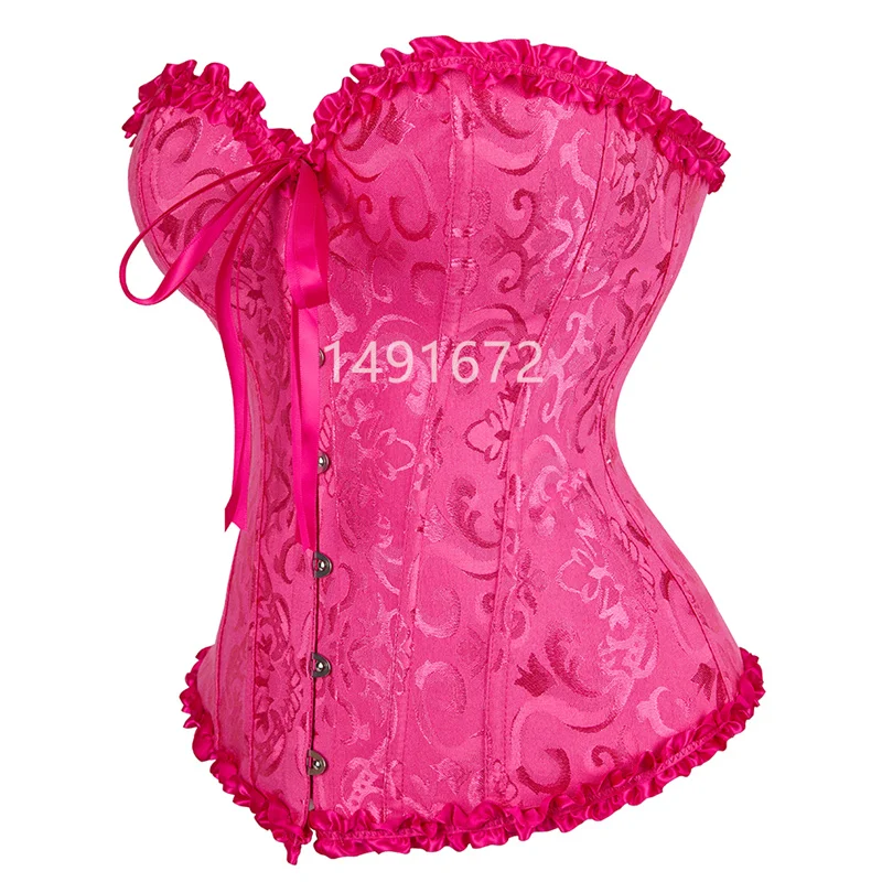 Billionm Sapubonva Corset Top Sexy Women's Plus Size Corsets and Bustiers Overbust Floral Gothic Brocade Corselet Style Fashion Rose Red
