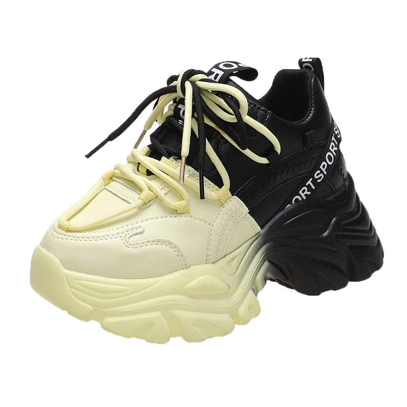 Mixed Color Platform Sneakers For Women Fashion 2022 Spring Platform Sports Shoes Woman Street Non-Slip Chunky Trainers