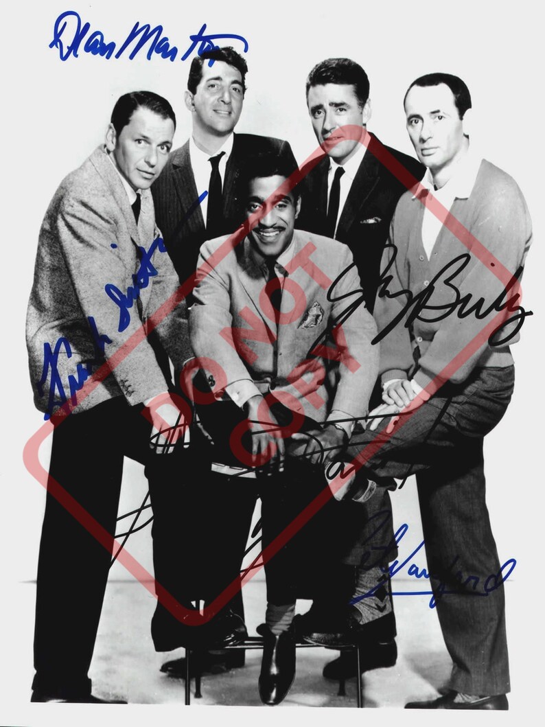 Rat Pack group Dean Martin Sammy Davis, Jr. Vintage 8.5x11 Autographed Signed Reprint Photo Poster painting