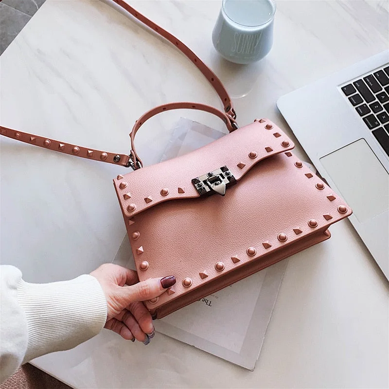 Elegant Female Tote bag 2021 Fashion New High Quality PU Leather Women's Designer Handbag Rivet Lock Shoulder Messenger Bag