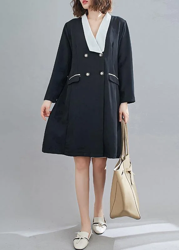 Organic V-Neck Button Spring dresses Fashion Ideas Black Dress