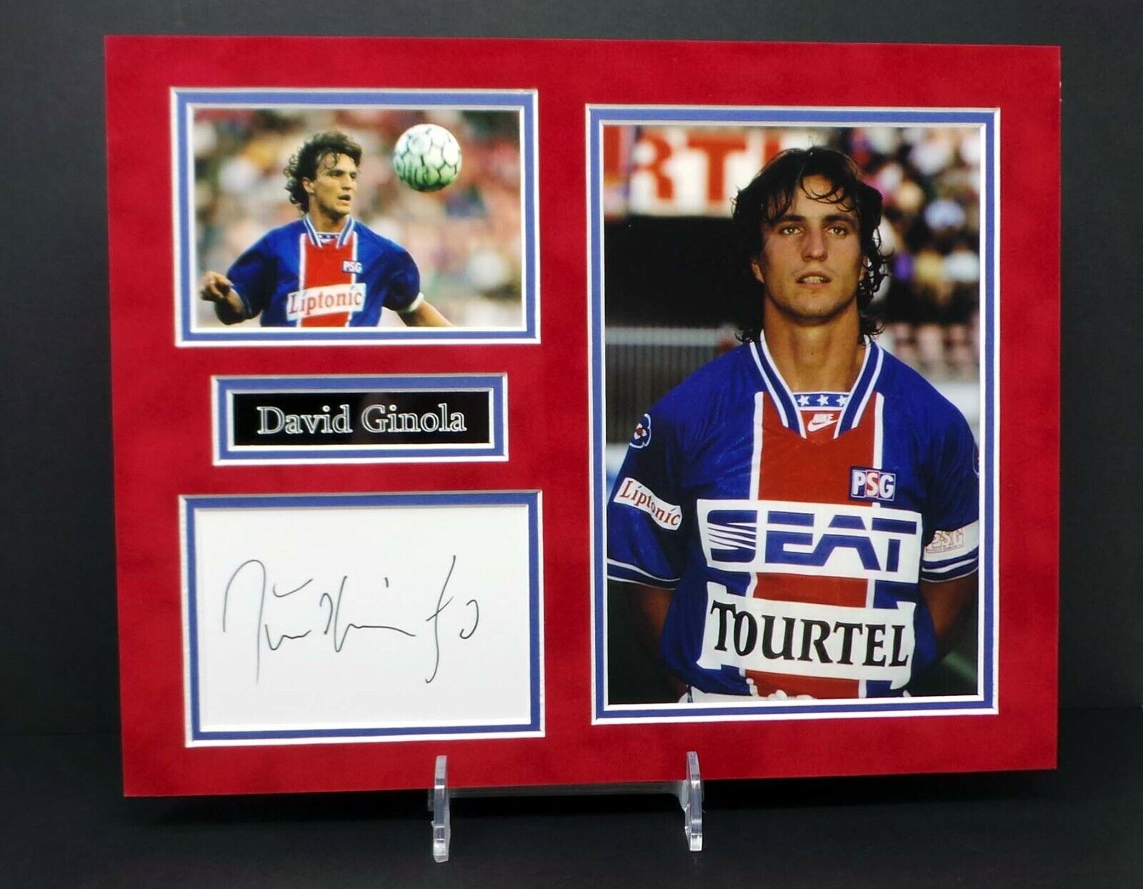 David GINOLA Signed Mounted Photo Poster painting Display AFTAL RD COA PSG Paris Saint-Germain