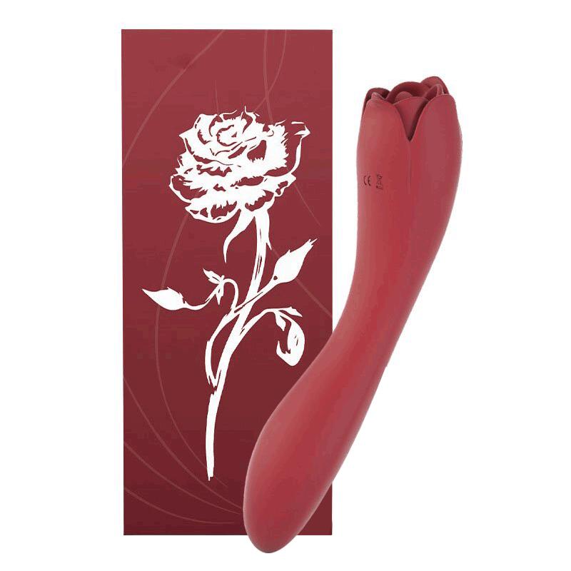 Silicone Rose Wand Vibrator with Tongue,rose toy,rose vibrator,rose sex toy,the rose toy