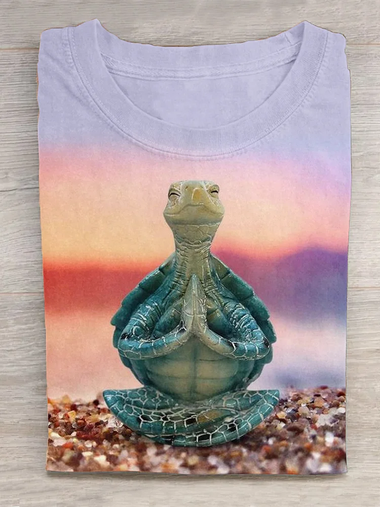 Yoga Turtle Funny Art Printed Casual T-Shirt socialshop