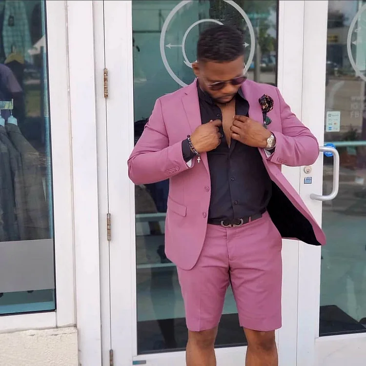 Broswear Fashion Dusty Pink Blazer And Shorts Two Piece Set