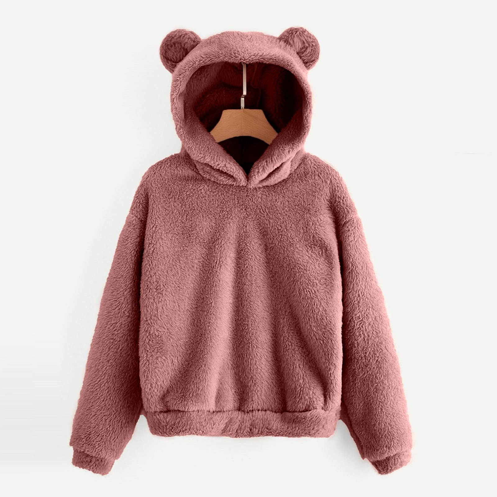 Possibilitat costumes for women hot Winter Thick Warm Plush Coat Velvet Cashmere Women Hoody Sweatshirt Long Sleeve Fleece Warm Bear Shape Fuzzy Hoodie Pullover Top