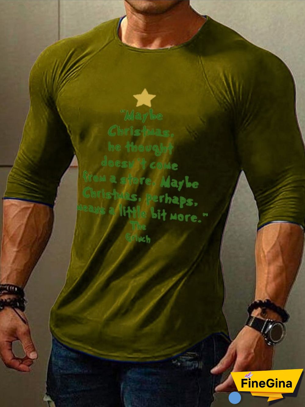 Men's Christmas Print Long Sleeve T-Shirt