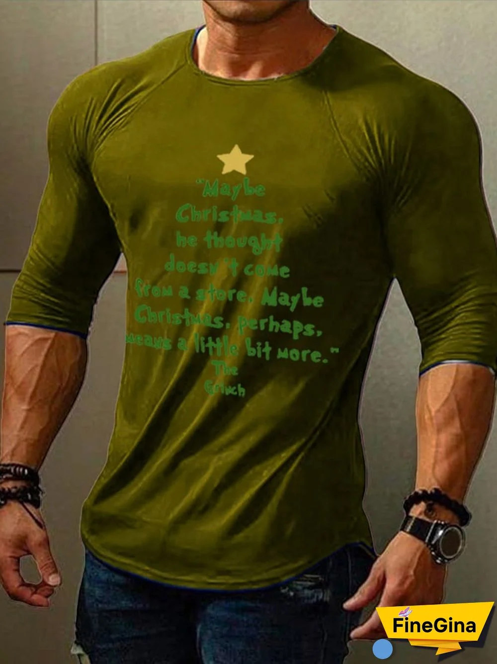 Men's Christmas Print Long Sleeve T-Shirt