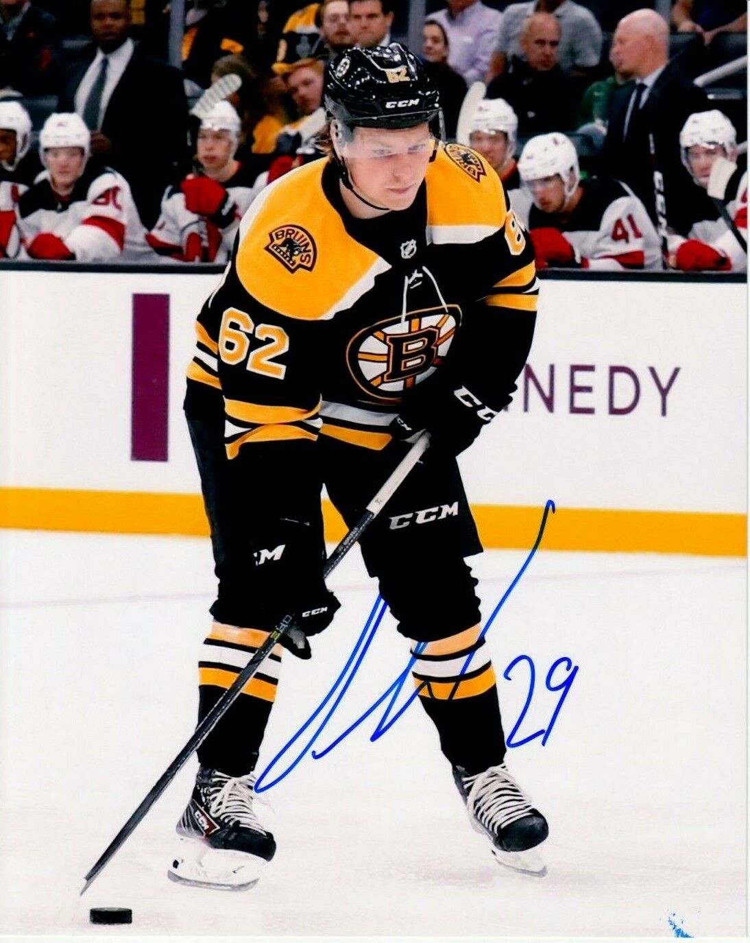 OSKAR STEEN autographed SIGNED BOSTON BRUINS 8x10 Photo Poster painting #2