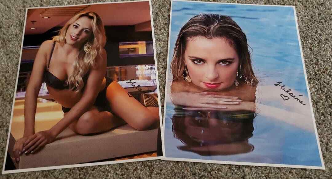 Heloine Moreno: Playboy Playmate Signed 8.5x11 Photo Poster painting LOT OF 2